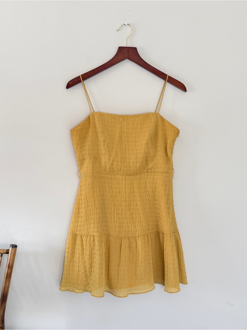 SuperDown Mustard Yellow Textured Mini Dress